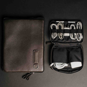 Workday Leather Set: Laptop Zipcase + KeepTech Organizer & Keychain Gift Set