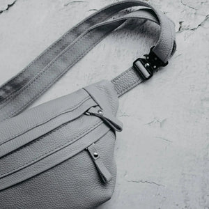 Grainy Leather Waist Bag with Zipper | B-Bag