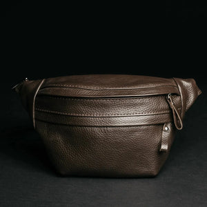 Grainy Leather Waist Bag with Zipper | B-Bag
