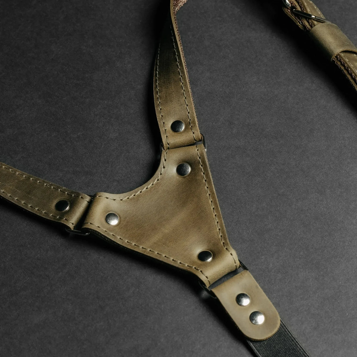 Waxed Matte Leather Suspenders for Men with Buckles