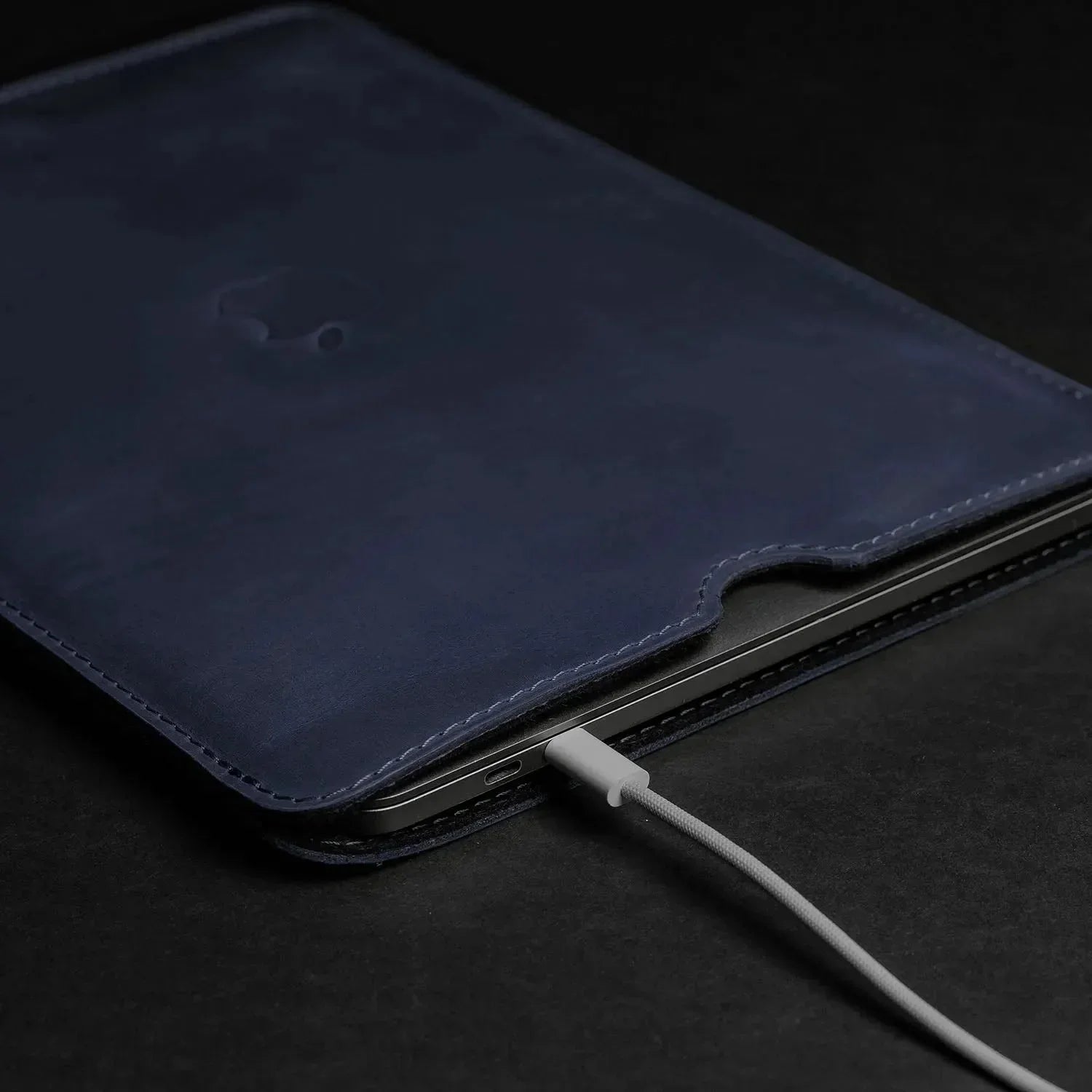 Waxed Matte Leather MacBook Case – Open Edge for Charging | Flatcase