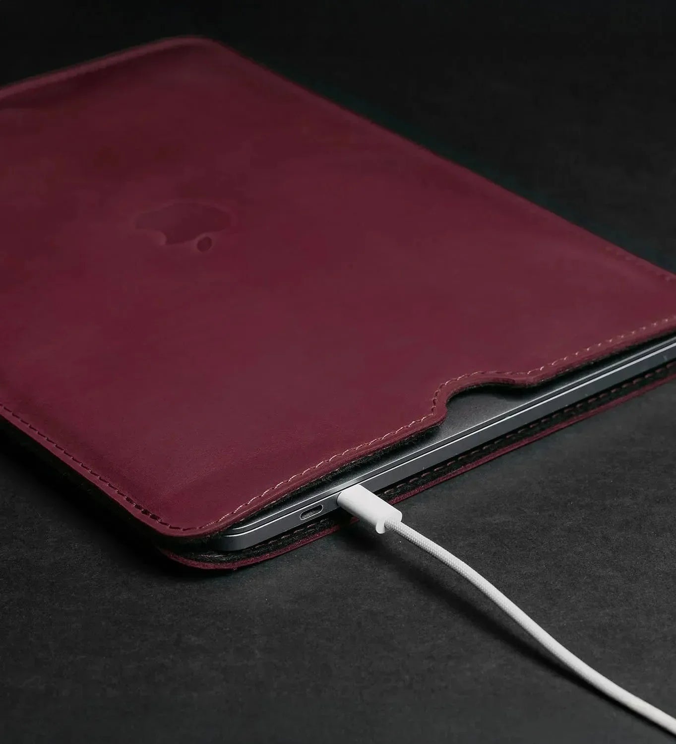 Waxed Matte Leather MacBook Case – Open Edge for Charging | Flatcase