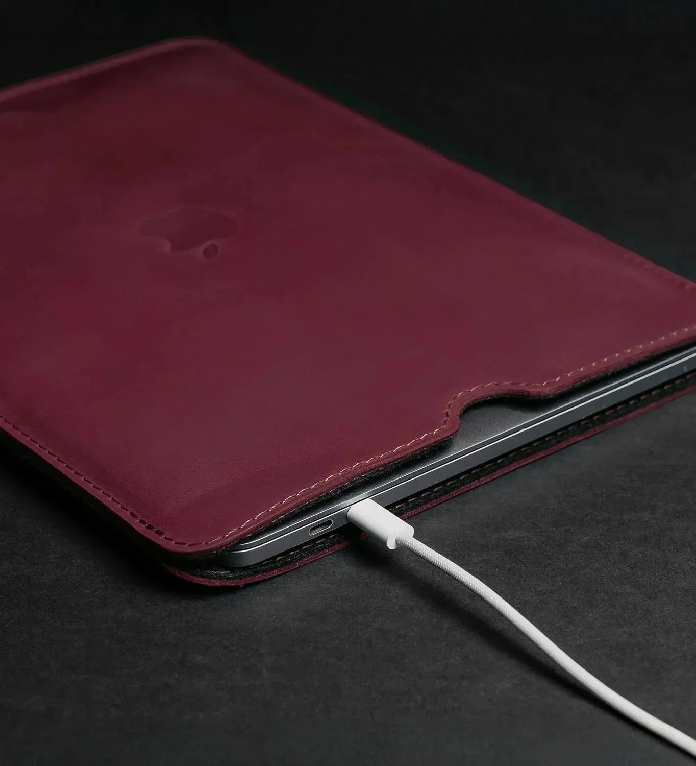 Waxed Matte Leather MacBook Case – Open Edge for Charging | Flatcase