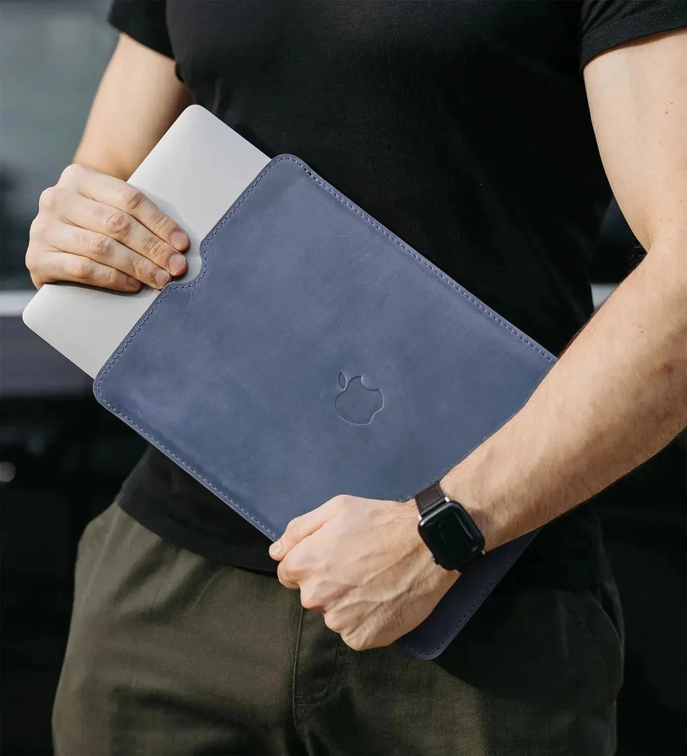 Waxed Matte Leather MacBook Case – Open Edge for Charging | Flatcase