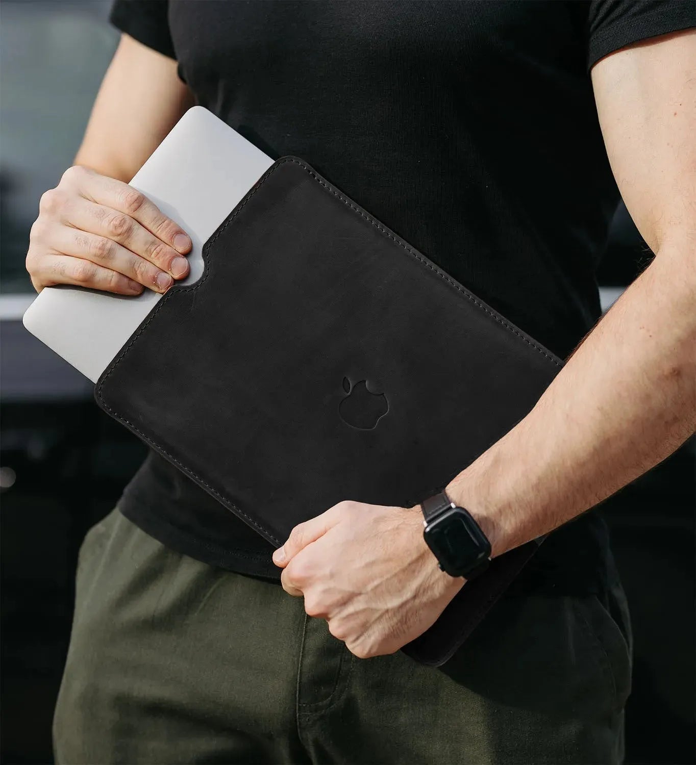 Waxed Matte Leather MacBook Case – Open Edge for Charging | Flatcase