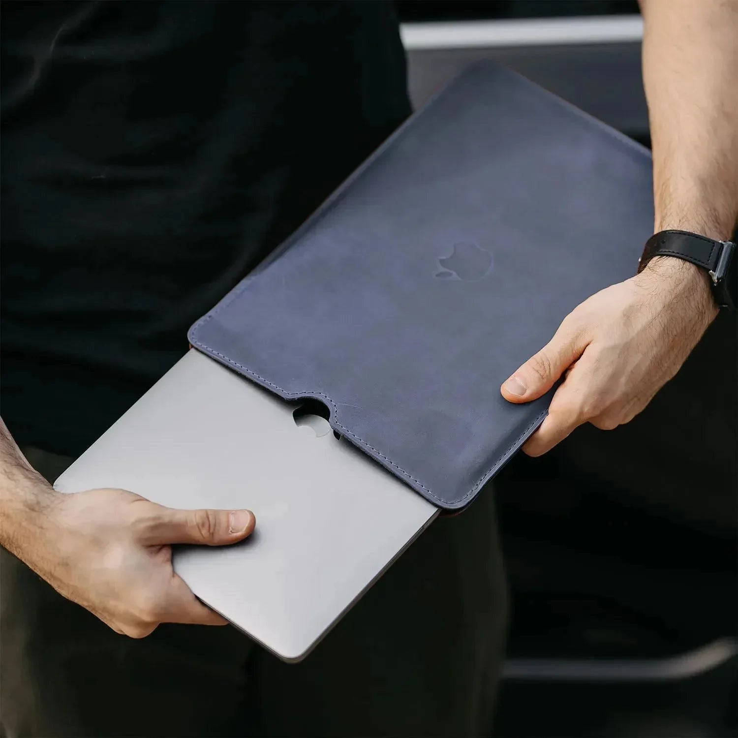 Waxed Matte Leather MacBook Case – Open Edge for Charging | Flatcase