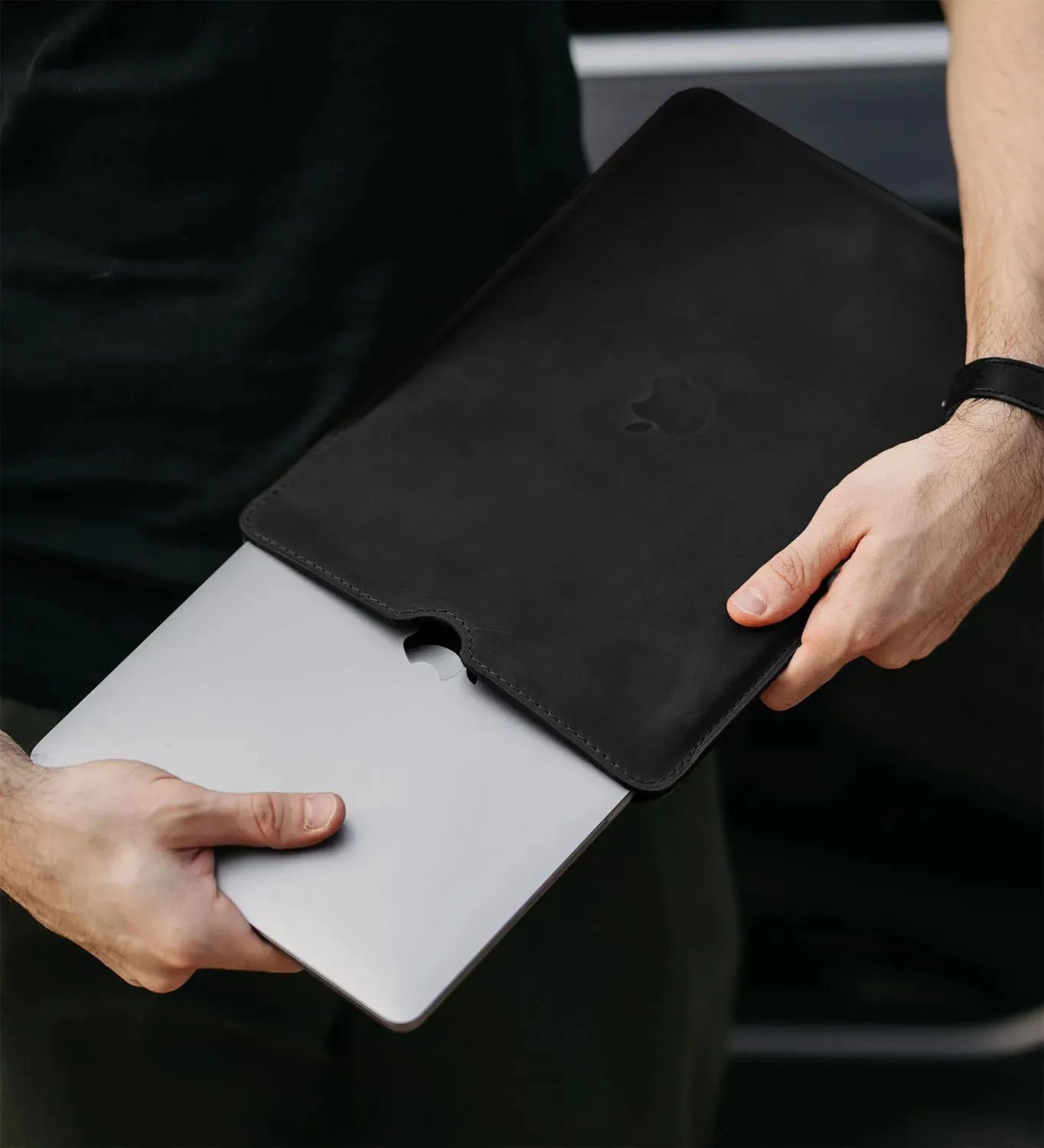 Waxed Matte Leather MacBook Case – Open Edge for Charging | Flatcase