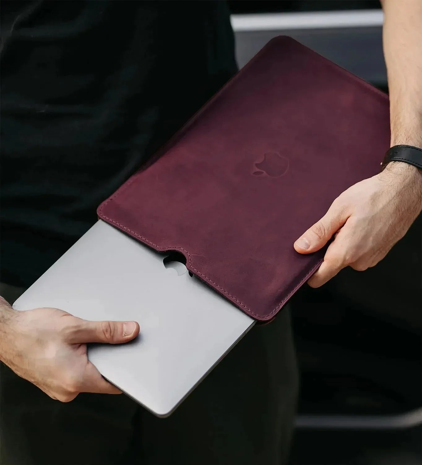 Waxed Matte Leather MacBook Case – Open Edge for Charging | Flatcase