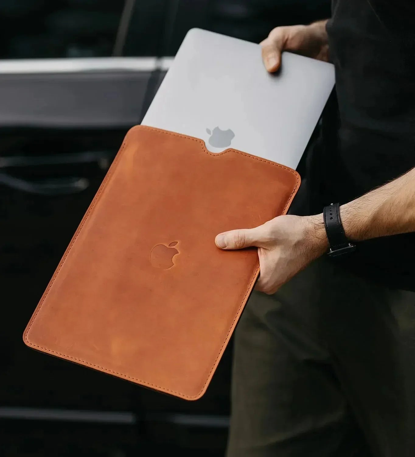 Leather Laptop Sleeve + Tech & Cables Organizer Set for Everyday