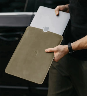 Waxed Matte Leather MacBook Case – Open Edge for Charging | Flatcase