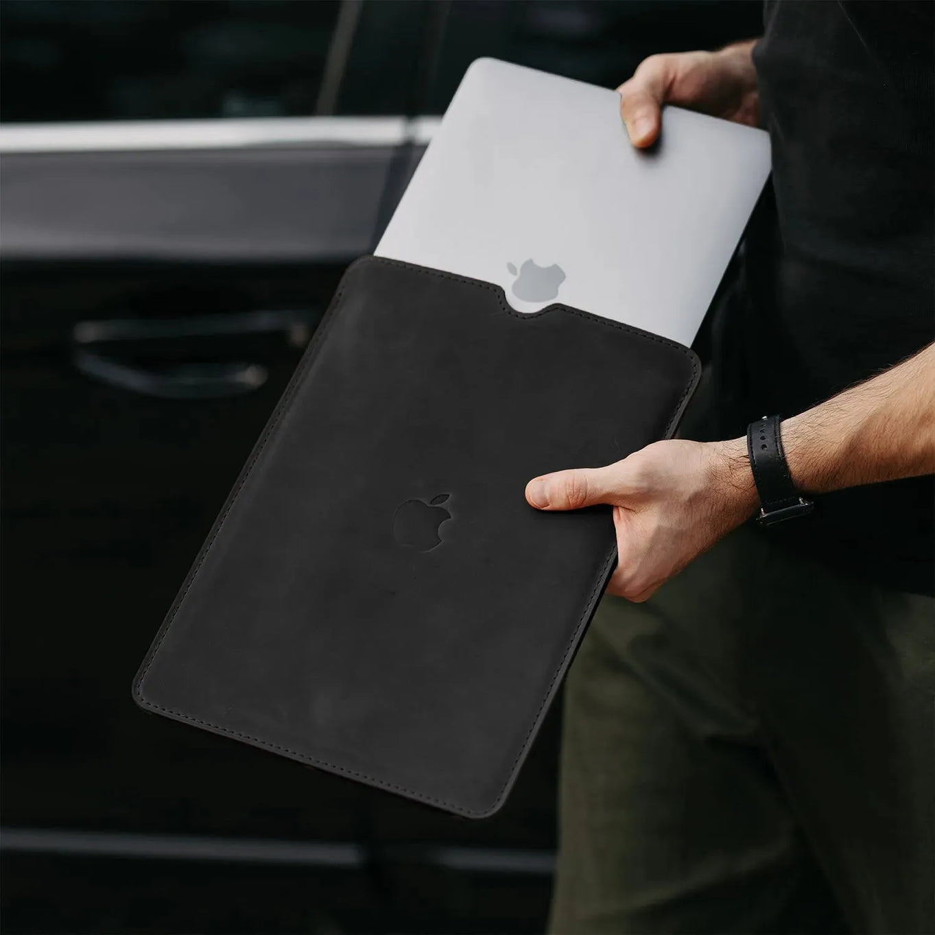 Waxed Matte Leather MacBook Case – Open Edge for Charging | Flatcase