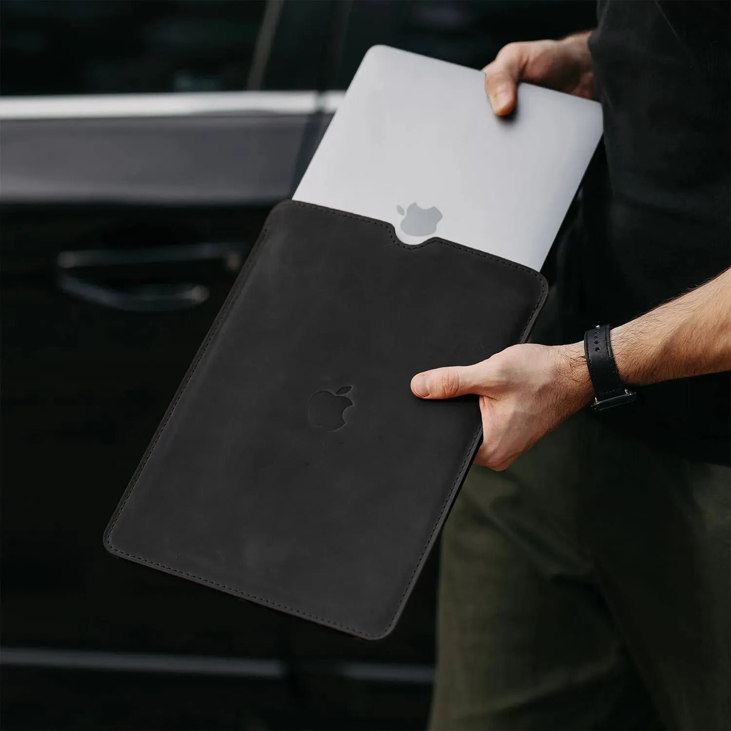 Waxed Matte Leather MacBook Case – Open Edge for Charging | Flatcase
