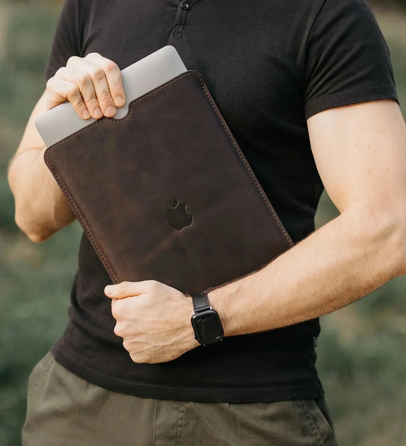 Waxed Matte Leather MacBook Case – Open Edge for Charging | Flatcase