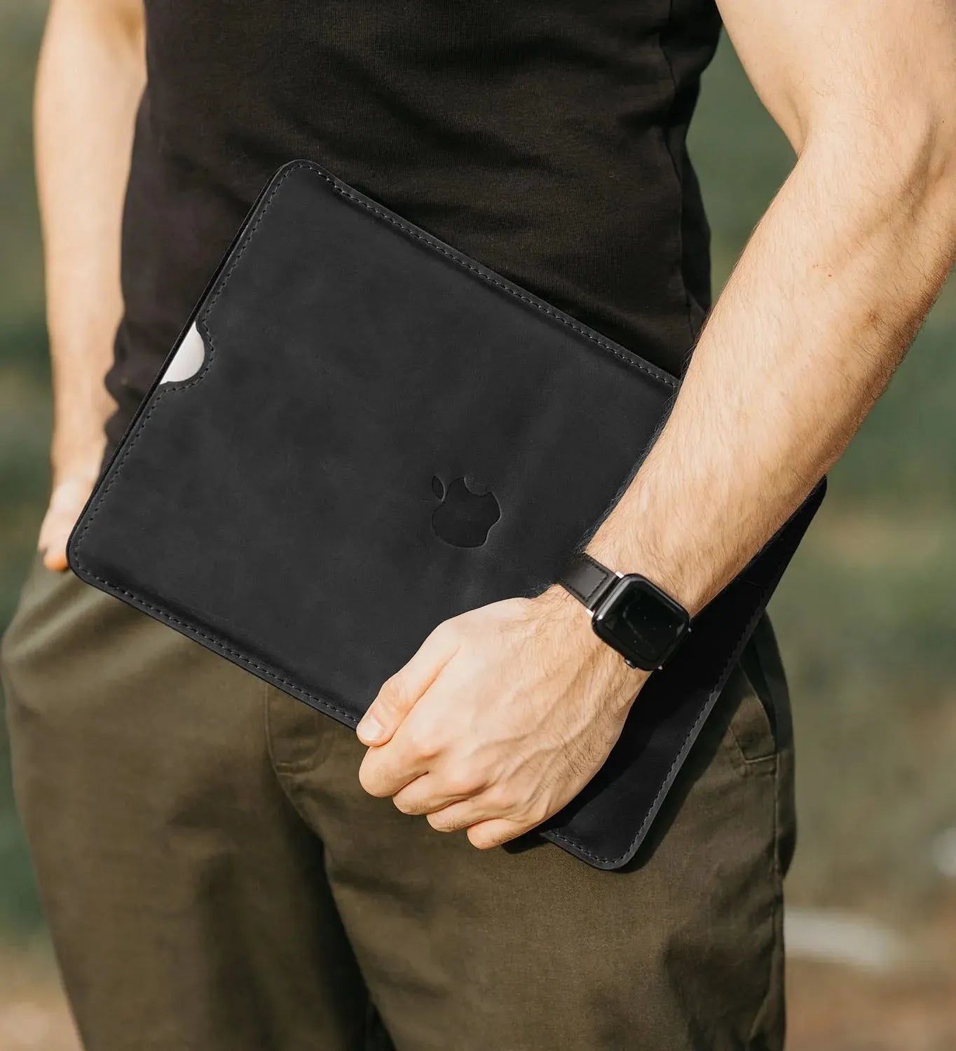 Waxed Matte Leather MacBook Case – Open Edge for Charging | Flatcase