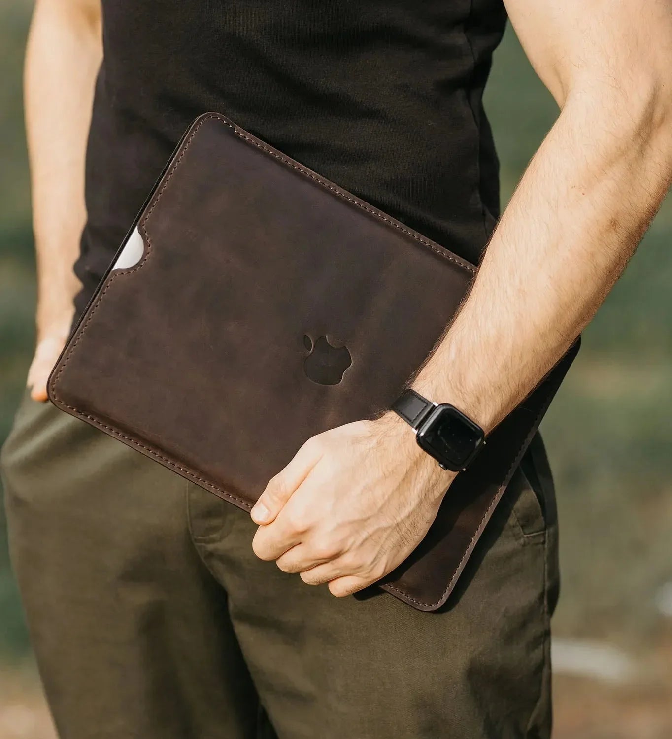 Waxed Matte Leather MacBook Case – Open Edge for Charging | Flatcase