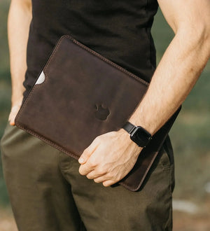 Waxed Matte Leather MacBook Case – Open Edge for Charging | Flatcase