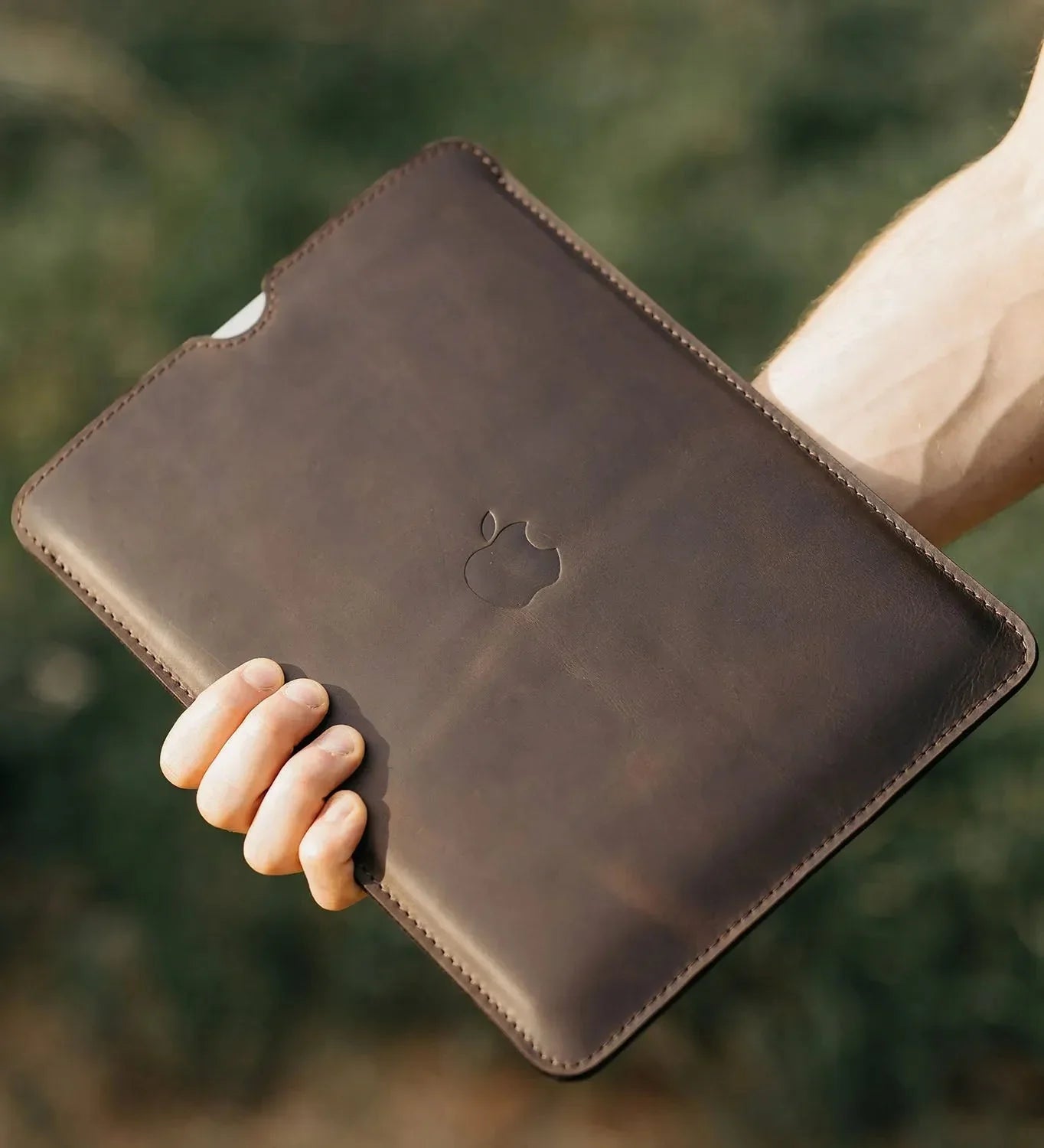 Waxed Matte Leather MacBook Case – Open Edge for Charging | Flatcase