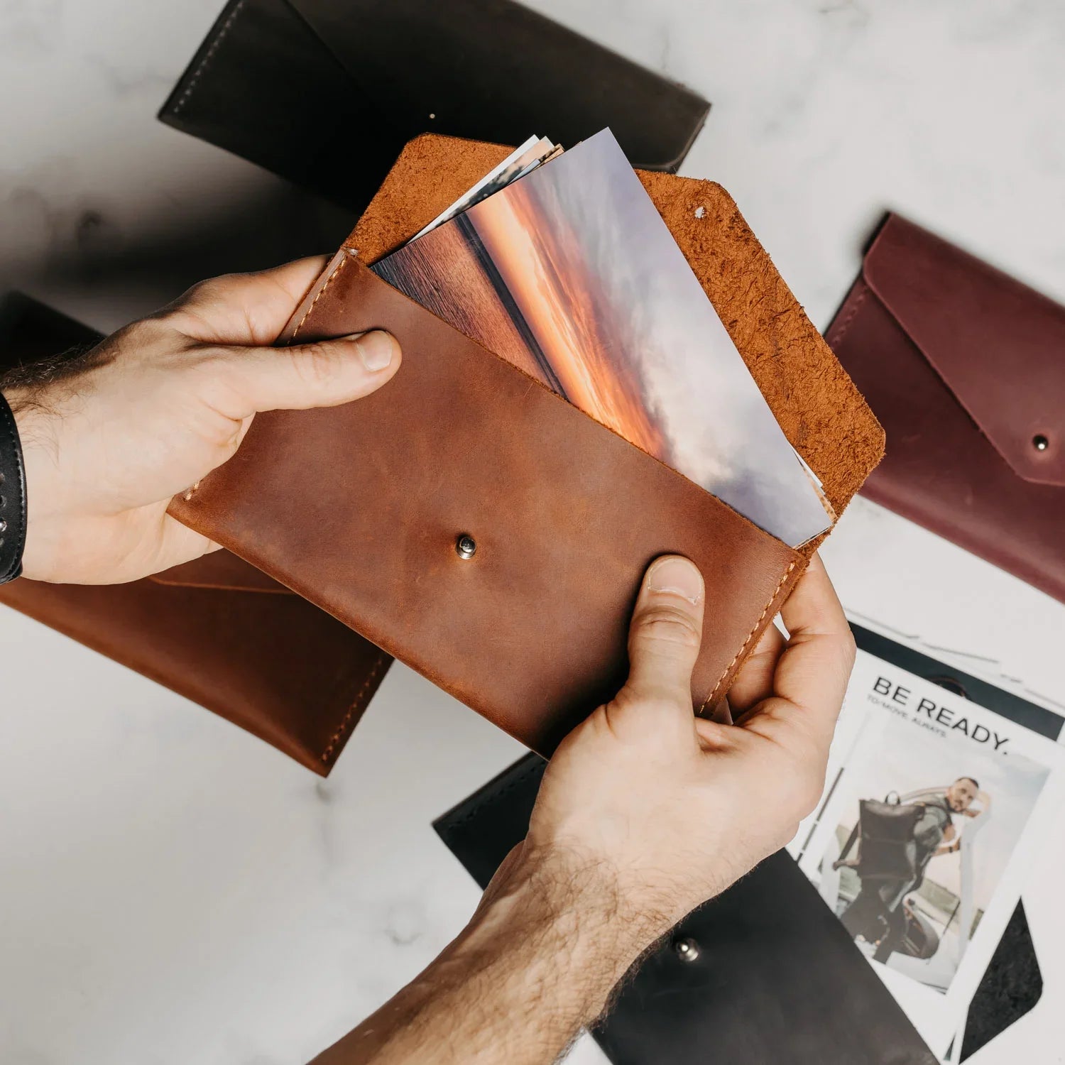 Leather Envelope Folder A6 for  Wedding & Family Photos