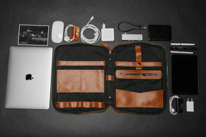 Grainy Leather Tech Organizer A4 Folio