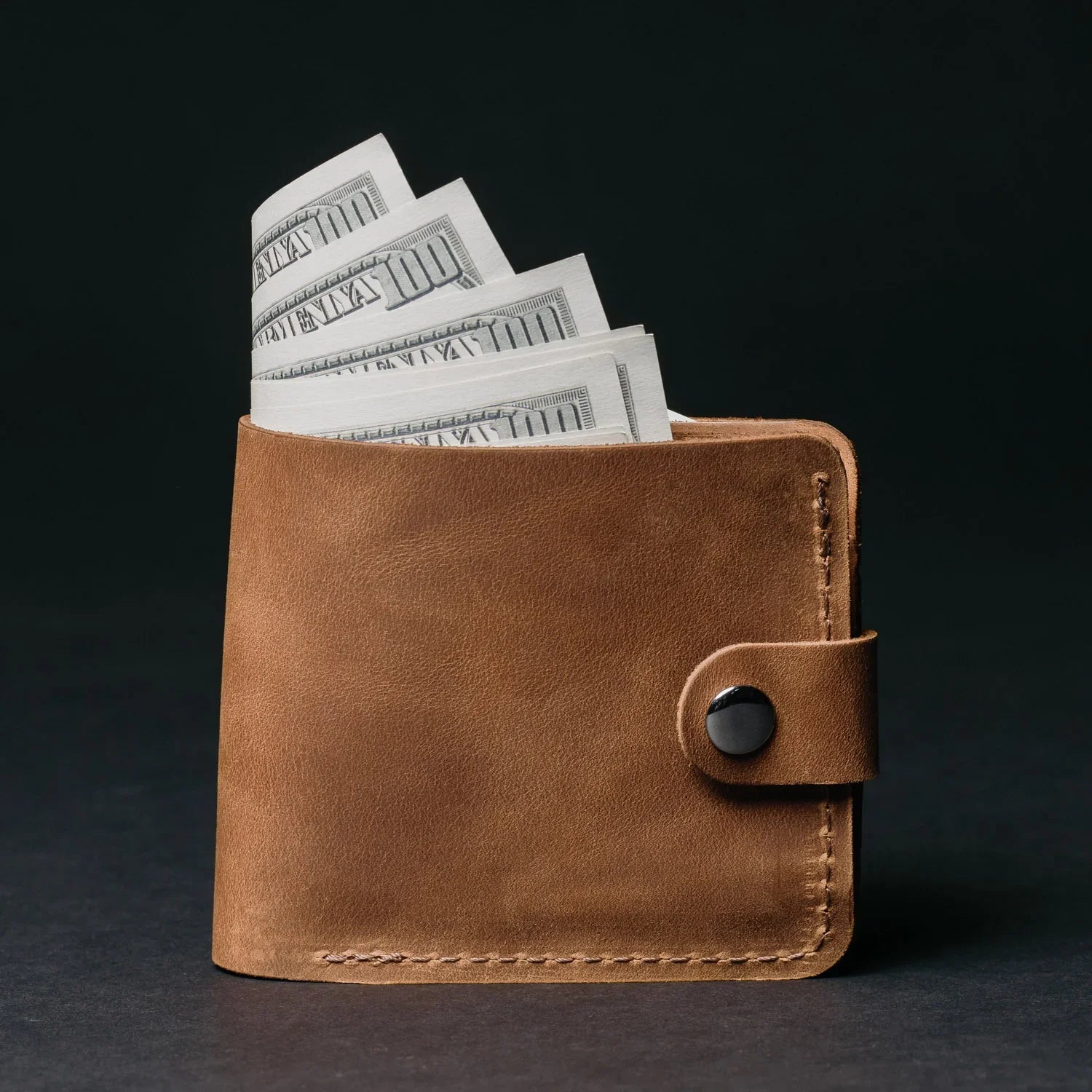 Leather Bi-fold Wallet with Coin Pouch