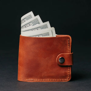 Leather Bi-fold Wallet with Coin Pouch