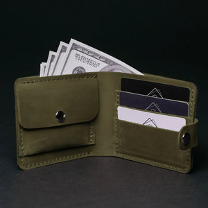 Leather Bi-fold Wallet with Coin Pouch