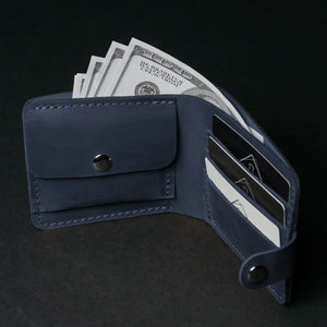 Leather Bi-fold Wallet with Coin Pouch