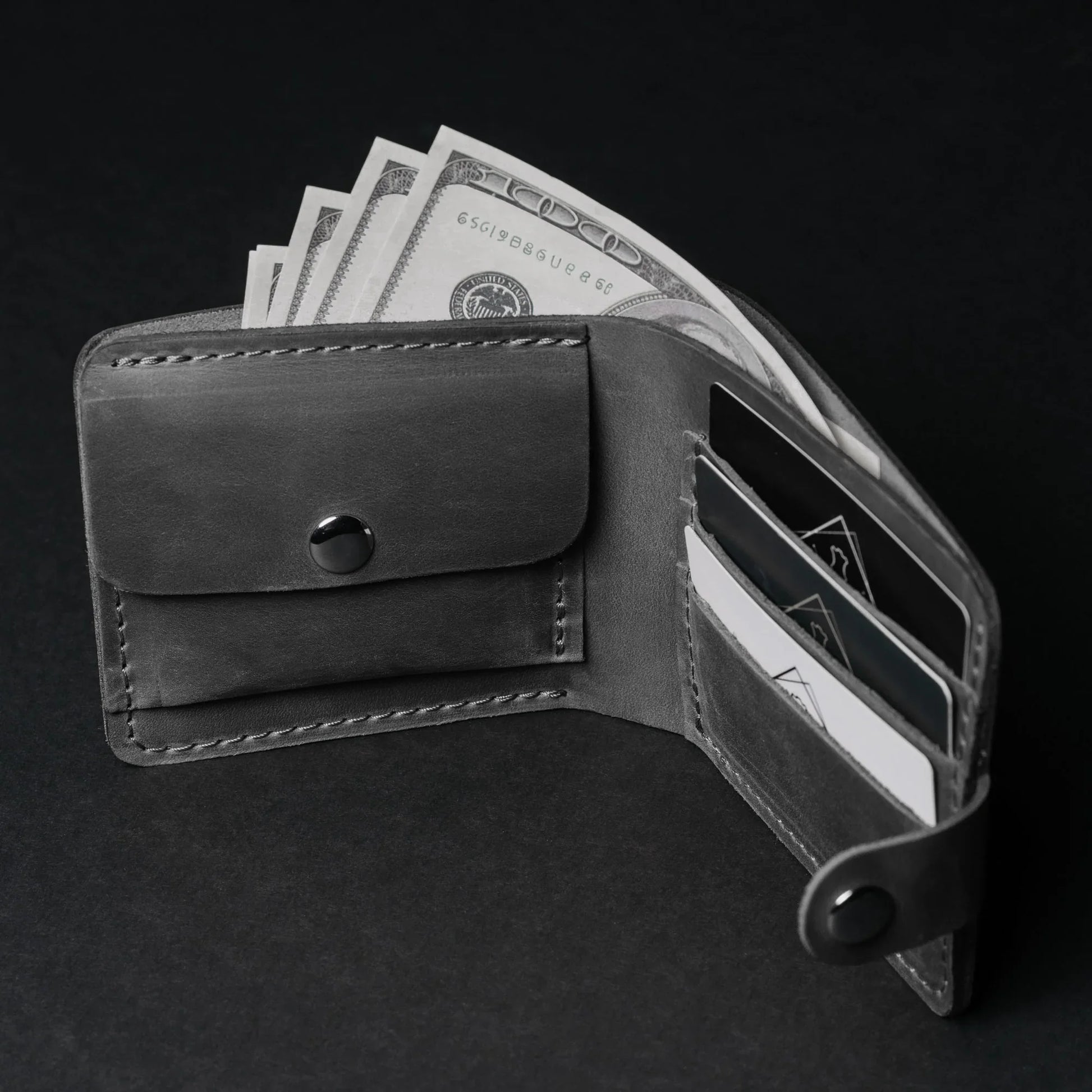 Leather Bi-fold Wallet with Coin Pouch