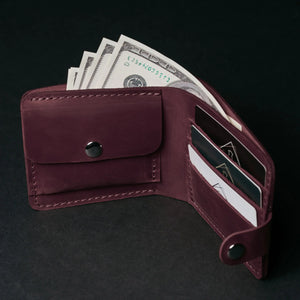 Leather Bi-fold Wallet with Coin Pouch
