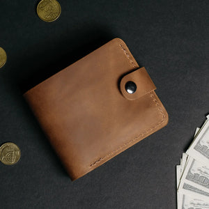 Leather Bi-fold Wallet with Coin Pouch