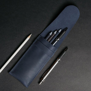 Vintage Leather Pen & Pencil Pouch - Case for Pens