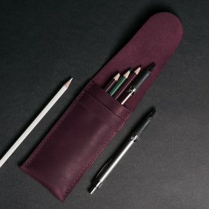 Vintage Leather Pen & Pencil Pouch - Case for Pens