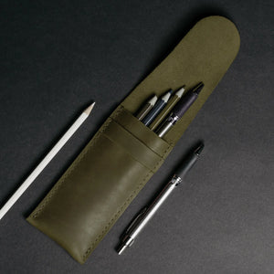 Vintage Leather Pen & Pencil Pouch - Case for Pens
