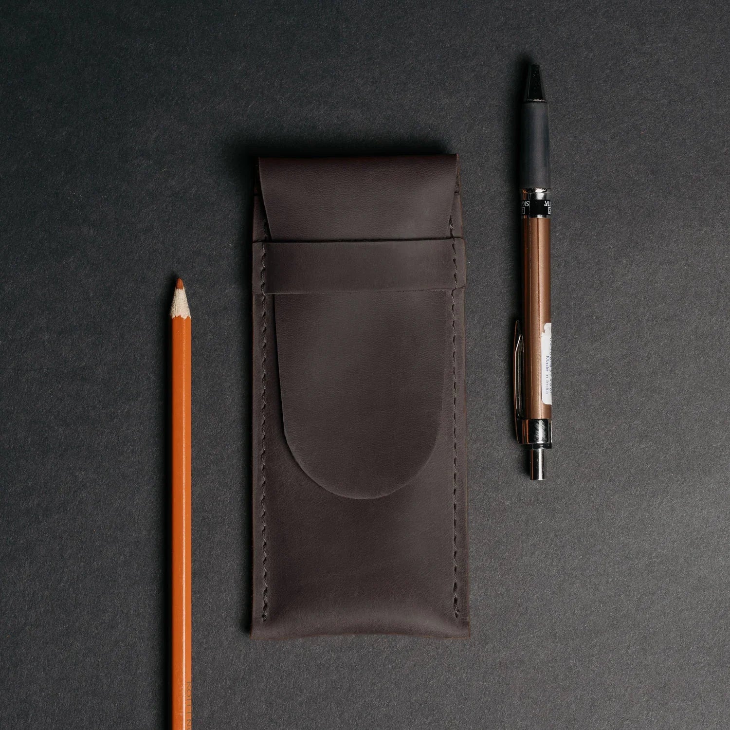 Vintage Leather Pen & Pencil Pouch - Case for Pens