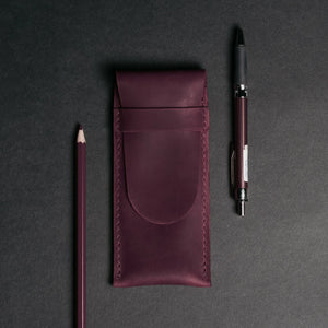 Vintage Leather Pen & Pencil Pouch - Case for Pens