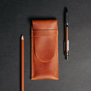 Vintage Leather Pen & Pencil Pouch - Case for Pens