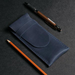 Vintage Leather Pen & Pencil Pouch - Case for Pens