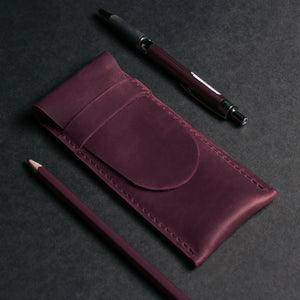 Vintage Leather Pen & Pencil Pouch - Case for Pens