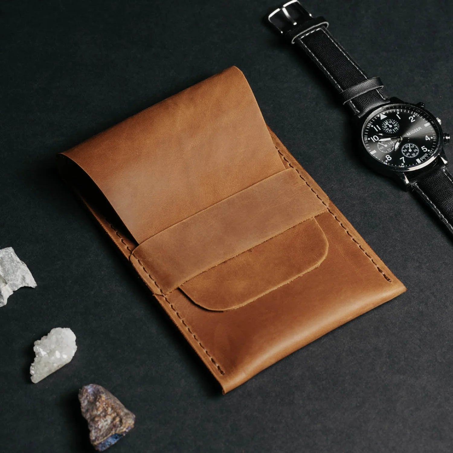 Leather Watch Travel Pouch – Distressed Finish | Sentinel