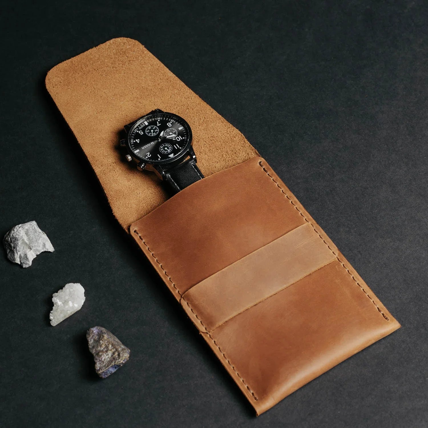 Leather Watch Travel Pouch – Distressed Finish | Sentinel
