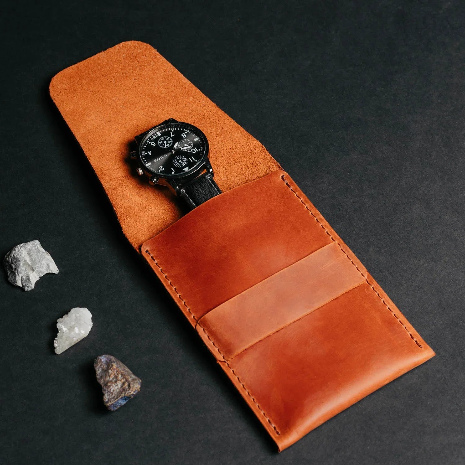 Leather Watch Travel Pouch – Distressed Finish | Sentinel