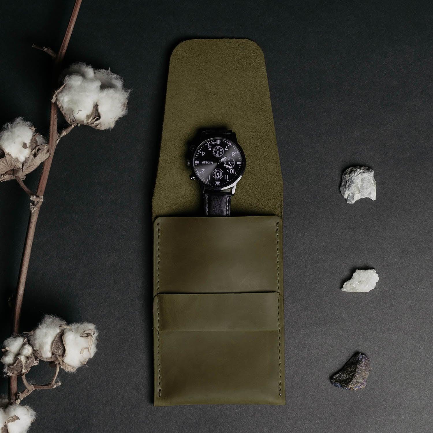 Leather Watch Travel Pouch – Distressed Finish | Sentinel