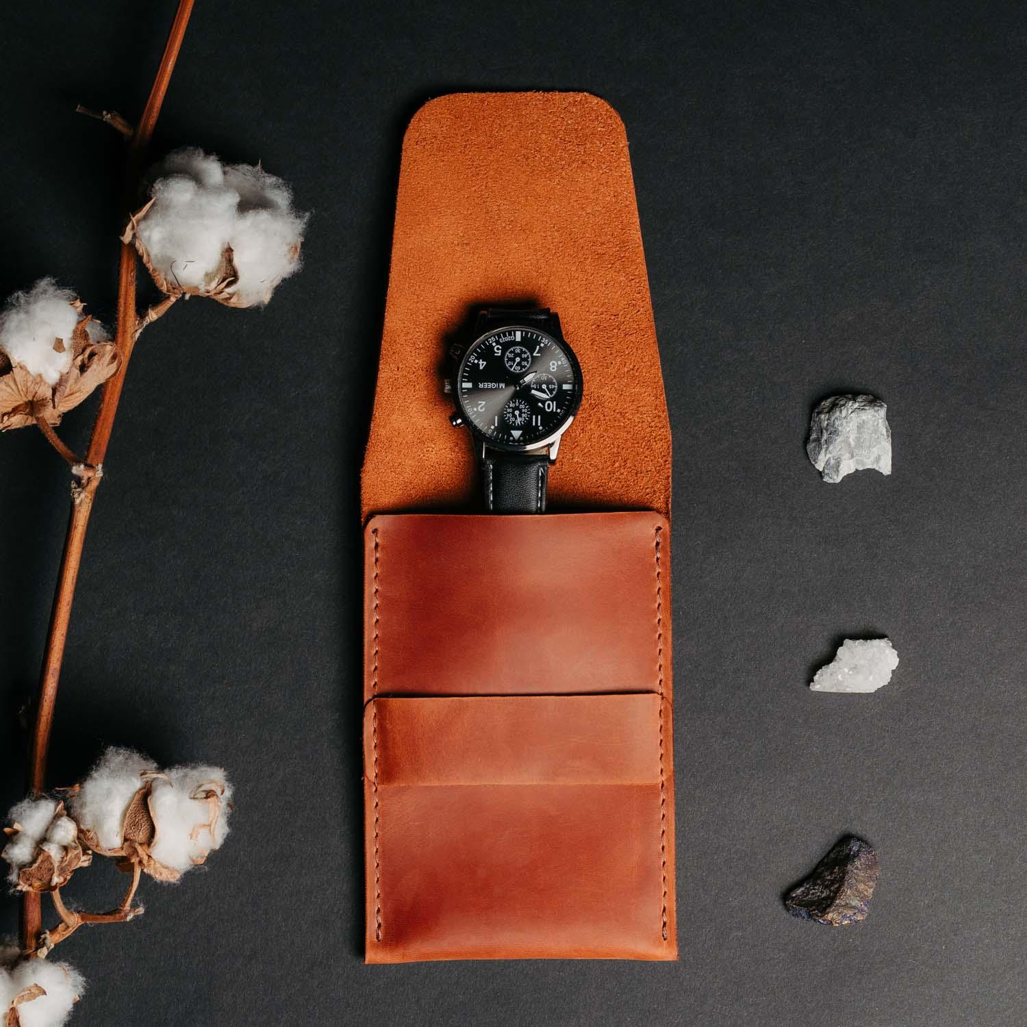Leather Watch Travel Pouch – Distressed Finish | Sentinel
