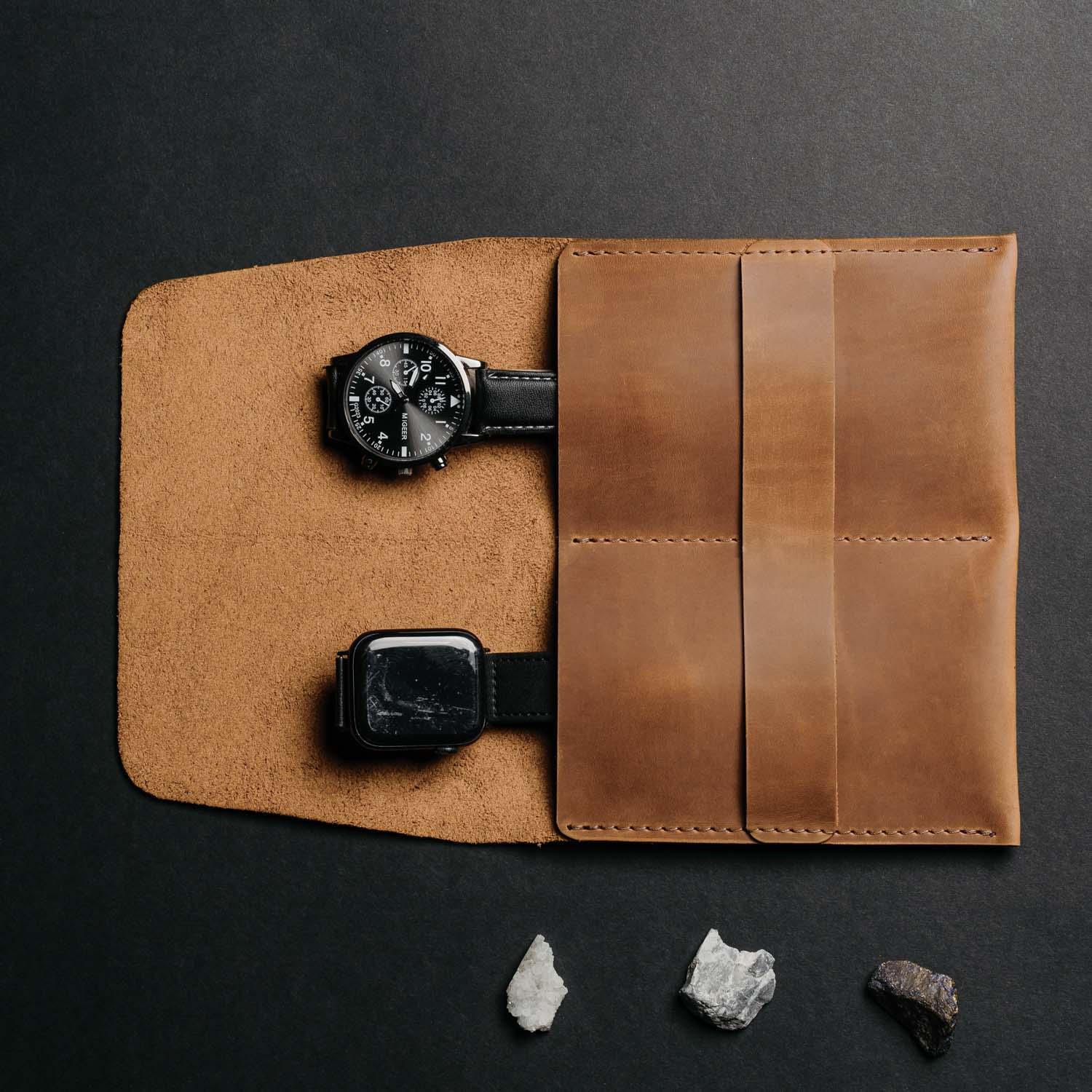 Leather Watch Travel Pouch – Distressed Finish | Sentinel