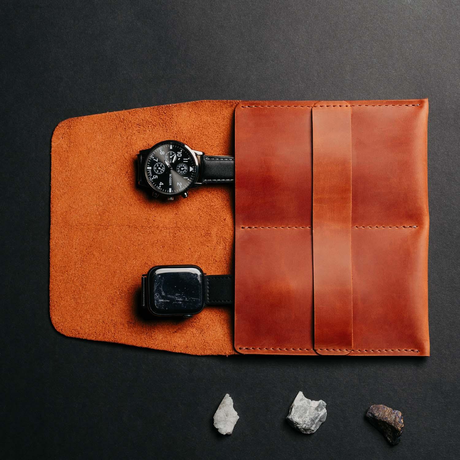 Leather Watch Travel Pouch – Distressed Finish | Sentinel