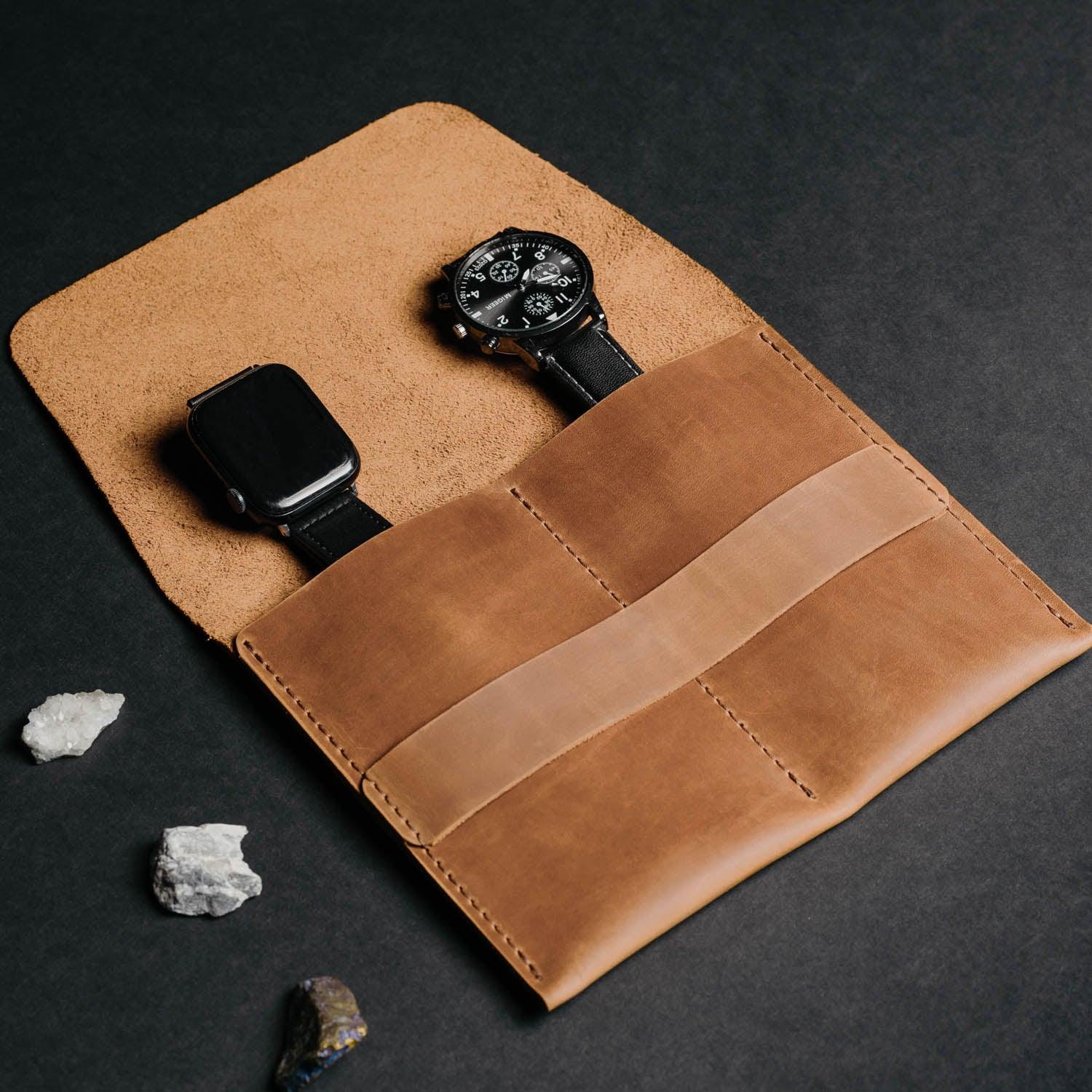 Leather Watch Travel Pouch – Distressed Finish | Sentinel