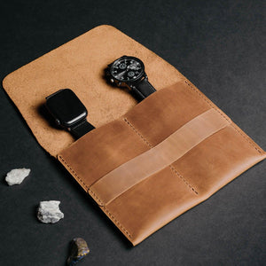 Leather Watch Travel Pouch – Distressed Finish | Sentinel