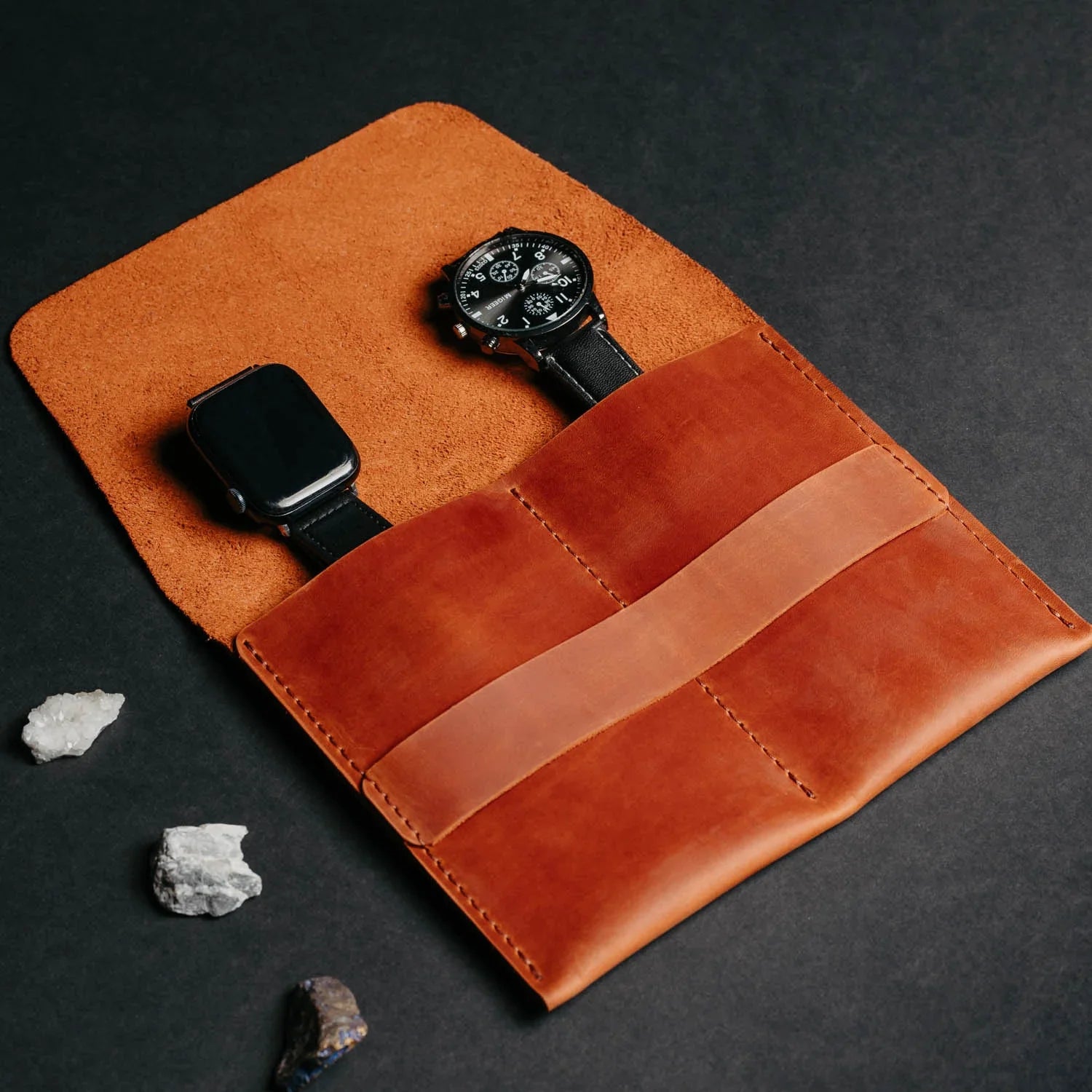 Leather Watch Travel Pouch – Distressed Finish | Sentinel