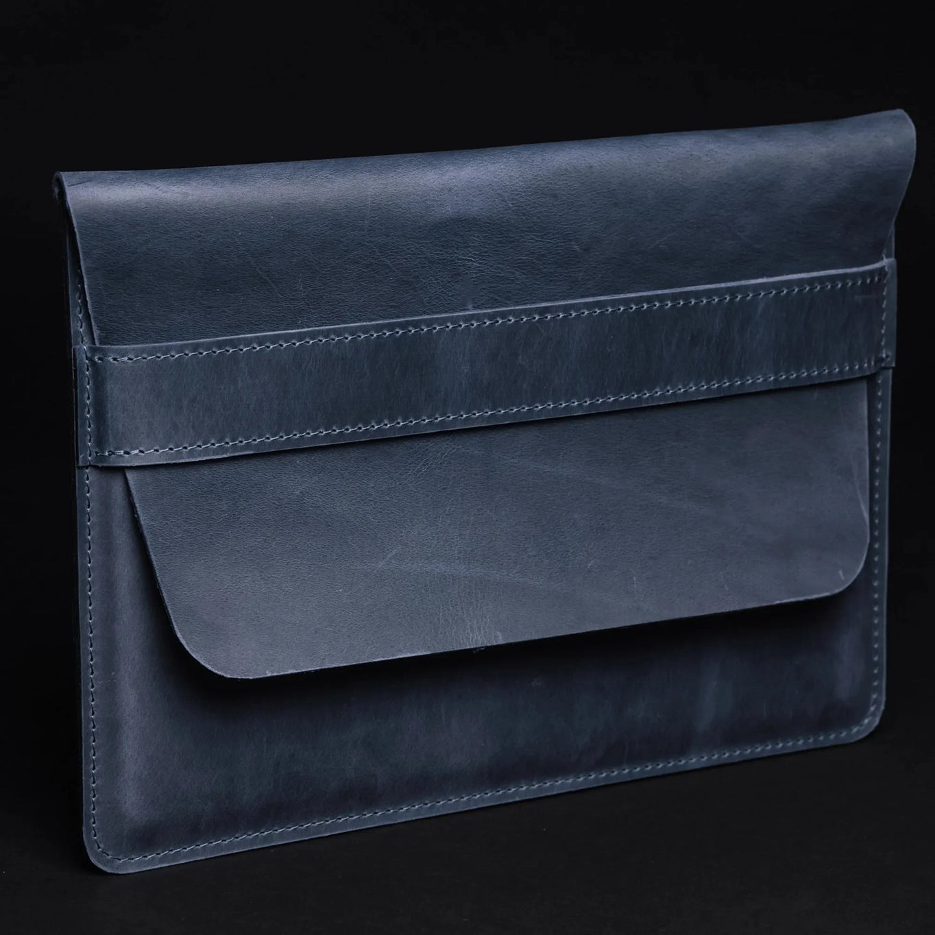 Distressed Leather Sleeve for Macbook - All sizes | Navy Blue - Wenderfarer
