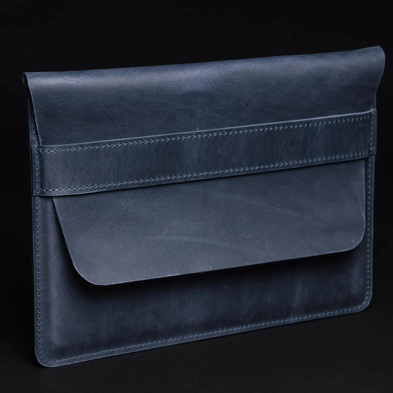 Distressed Leather Sleeve for Macbook - All sizes | Navy Blue - Wenderfarer